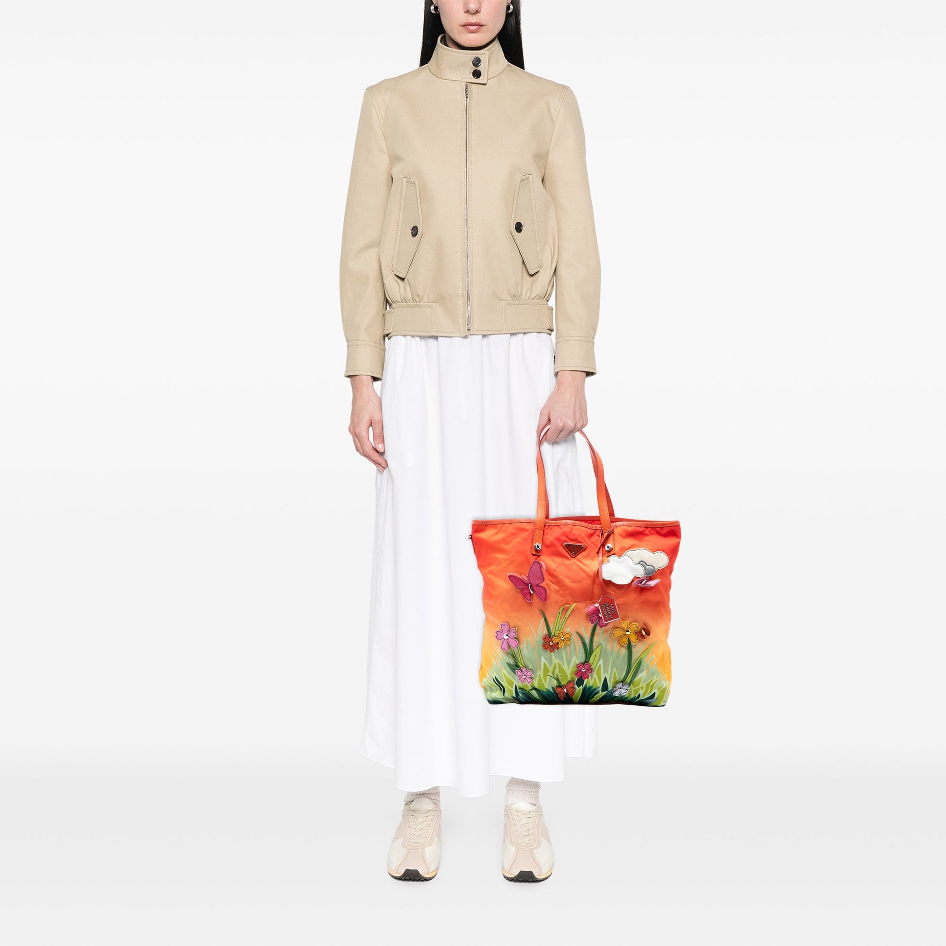 Prada Limited Edition Saffiano Trimmed Tessuto Garden City Tote