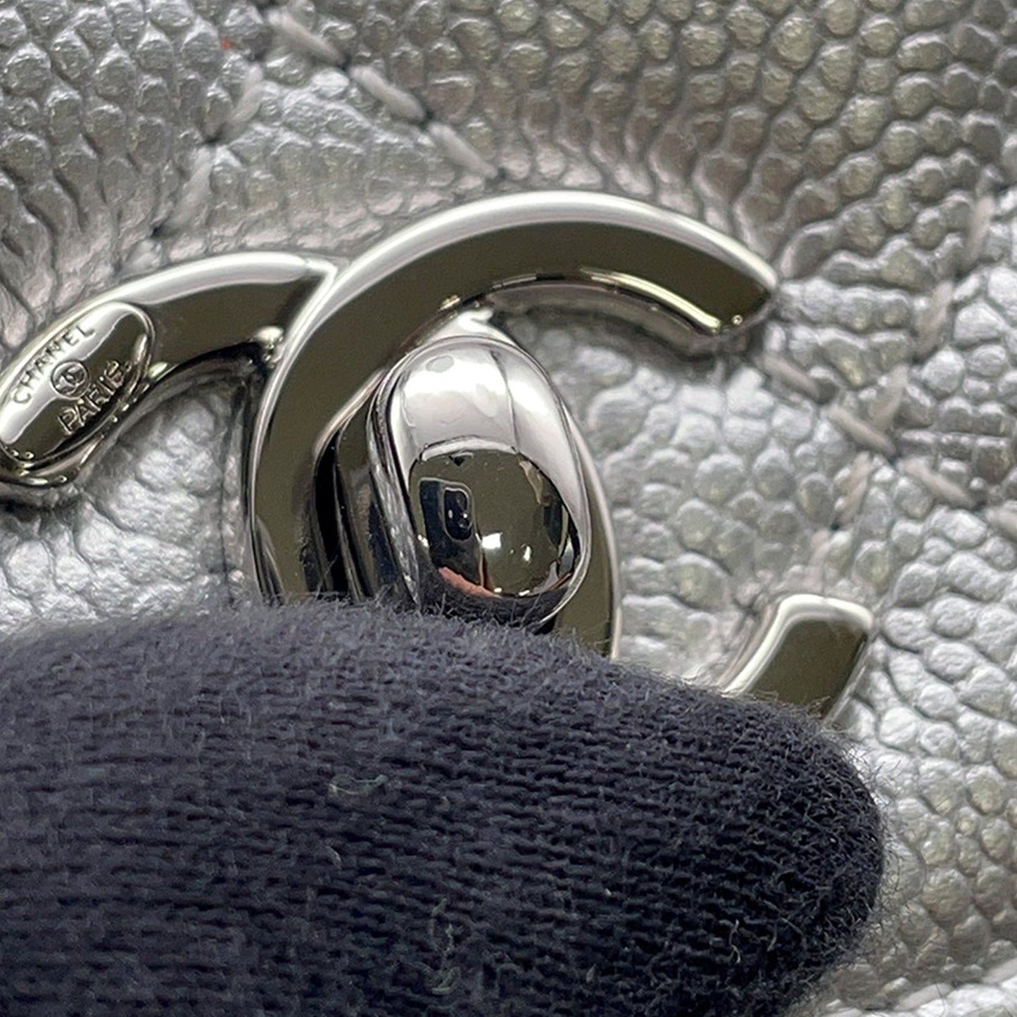 Chanel Extra Mini Metallic Quilted Caviar Coco Top Handle Bag