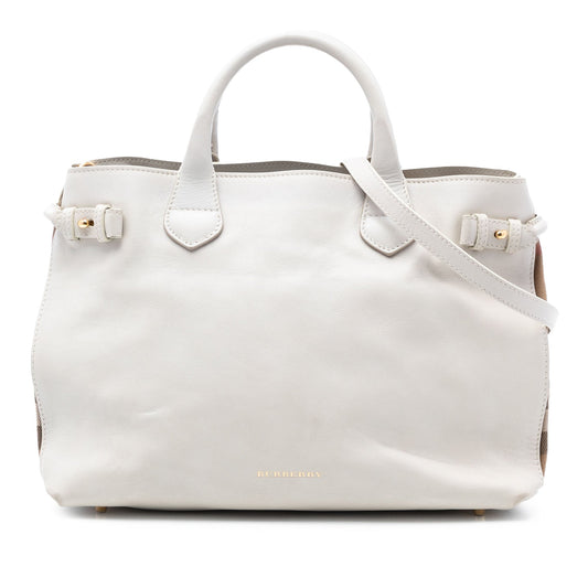 Burberry Medium Leather and House Check Banner Satchel