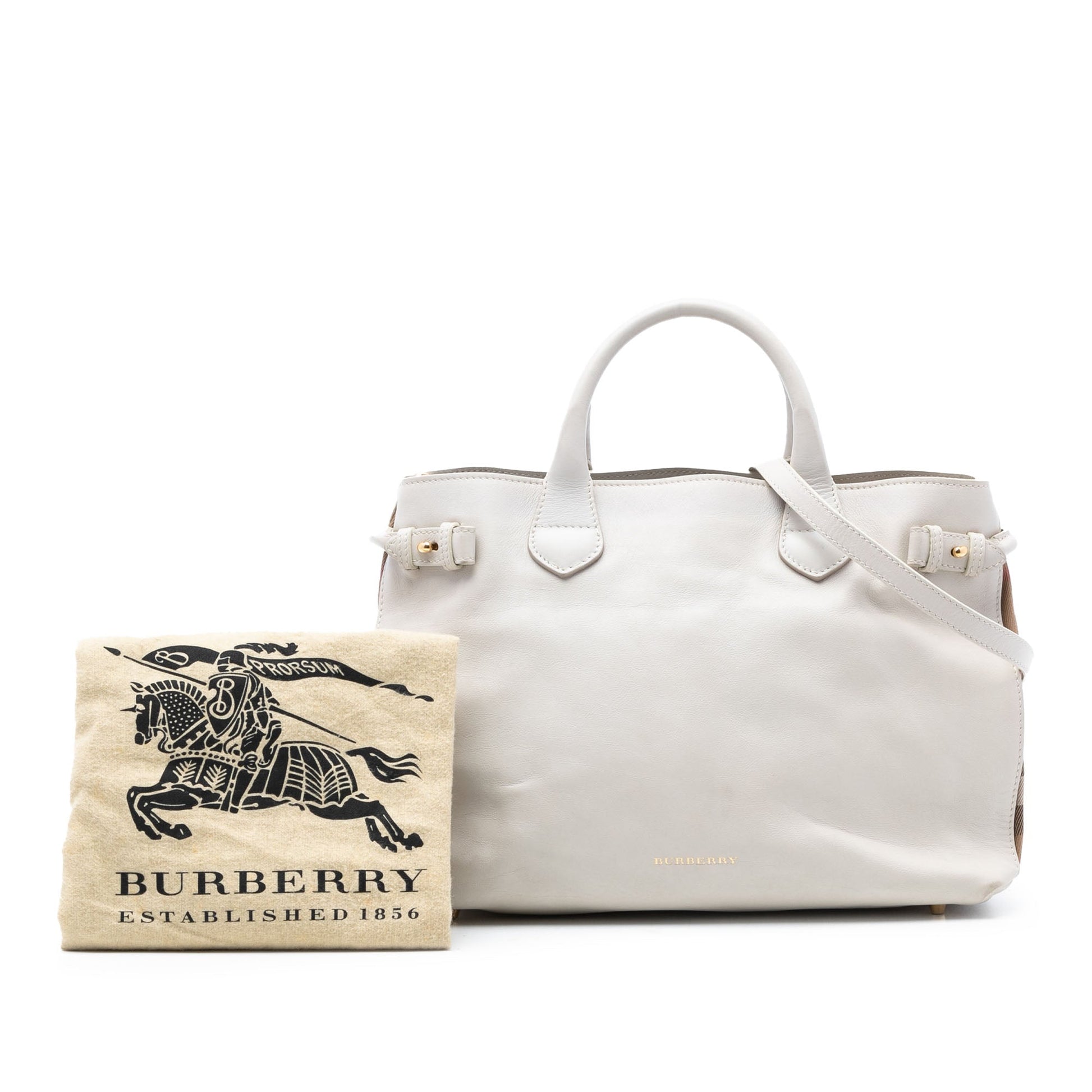 Burberry Medium Leather and House Check Banner Satchel