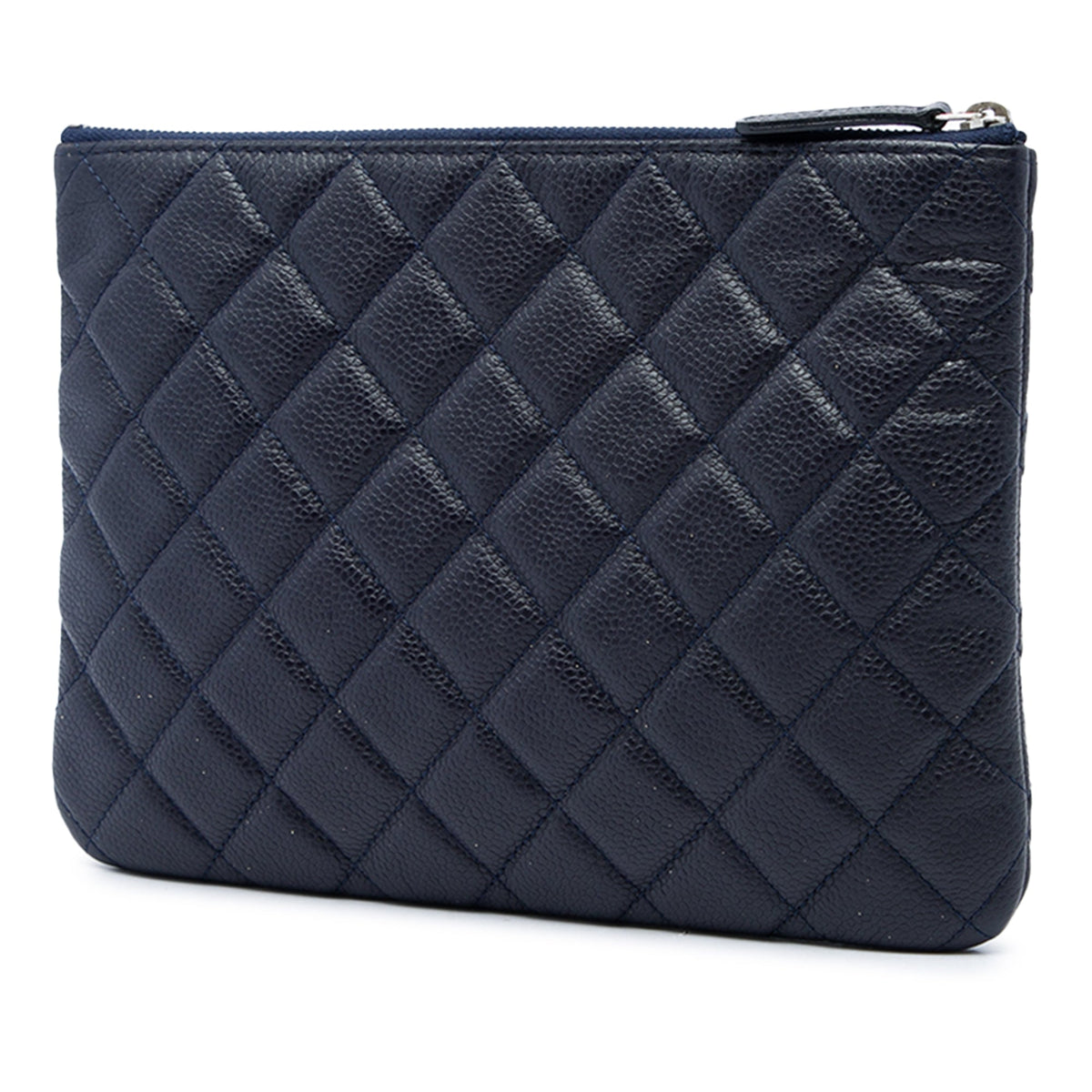 Chanel Small Quilted Caviar O Case Clutch — Blue