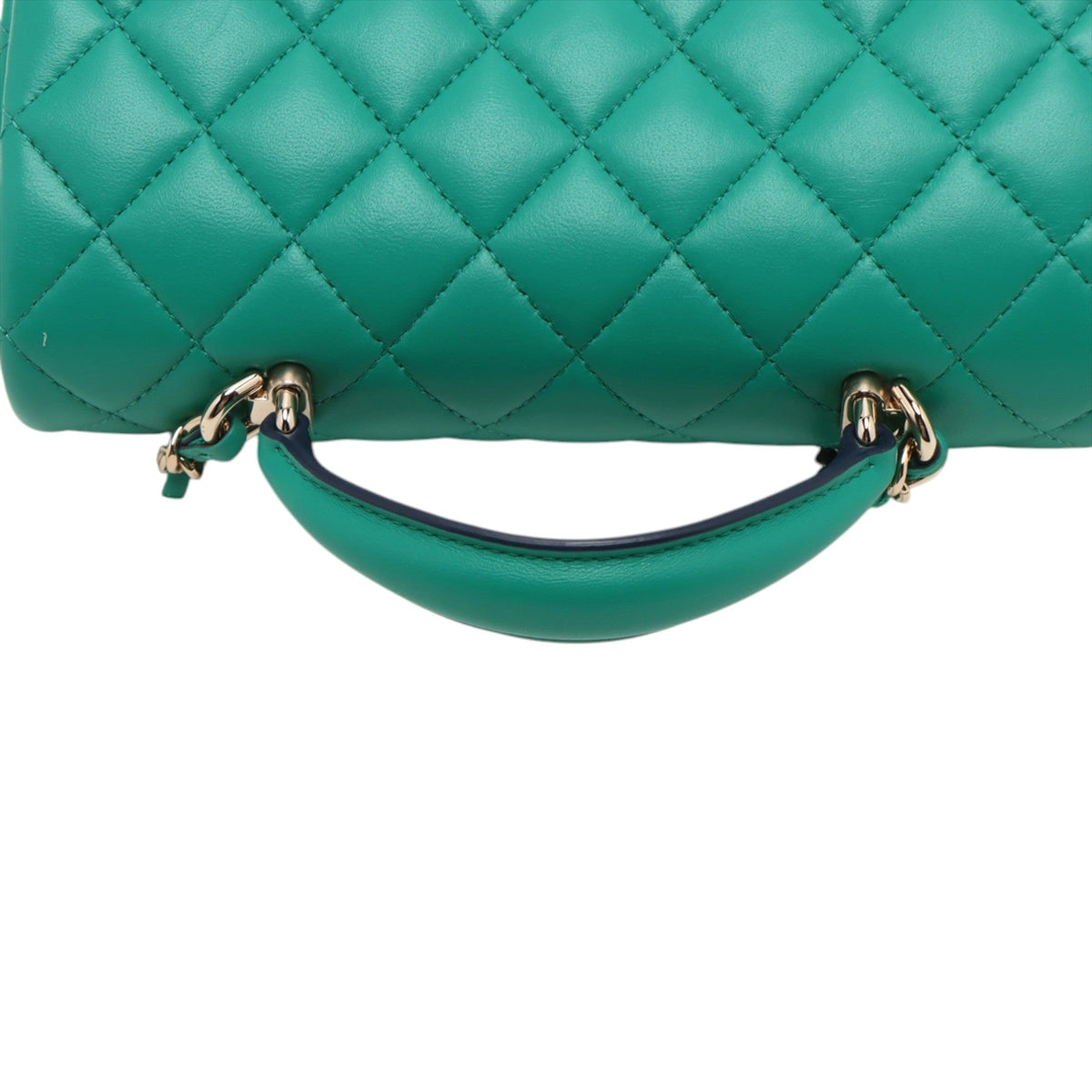 Chanel Mini Rectangular Lambskin Top Handle Single Flap — Green