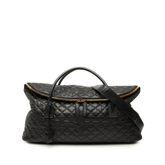 Saint Laurent Quilted Calfskin Monogram ES Giant Travel Bag — Black