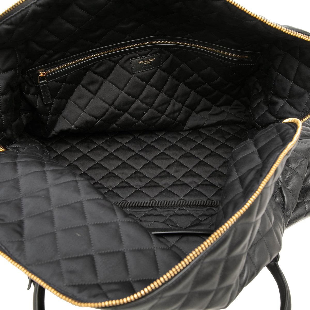 Saint Laurent Quilted Calfskin Monogram ES Giant Travel Bag — Black
