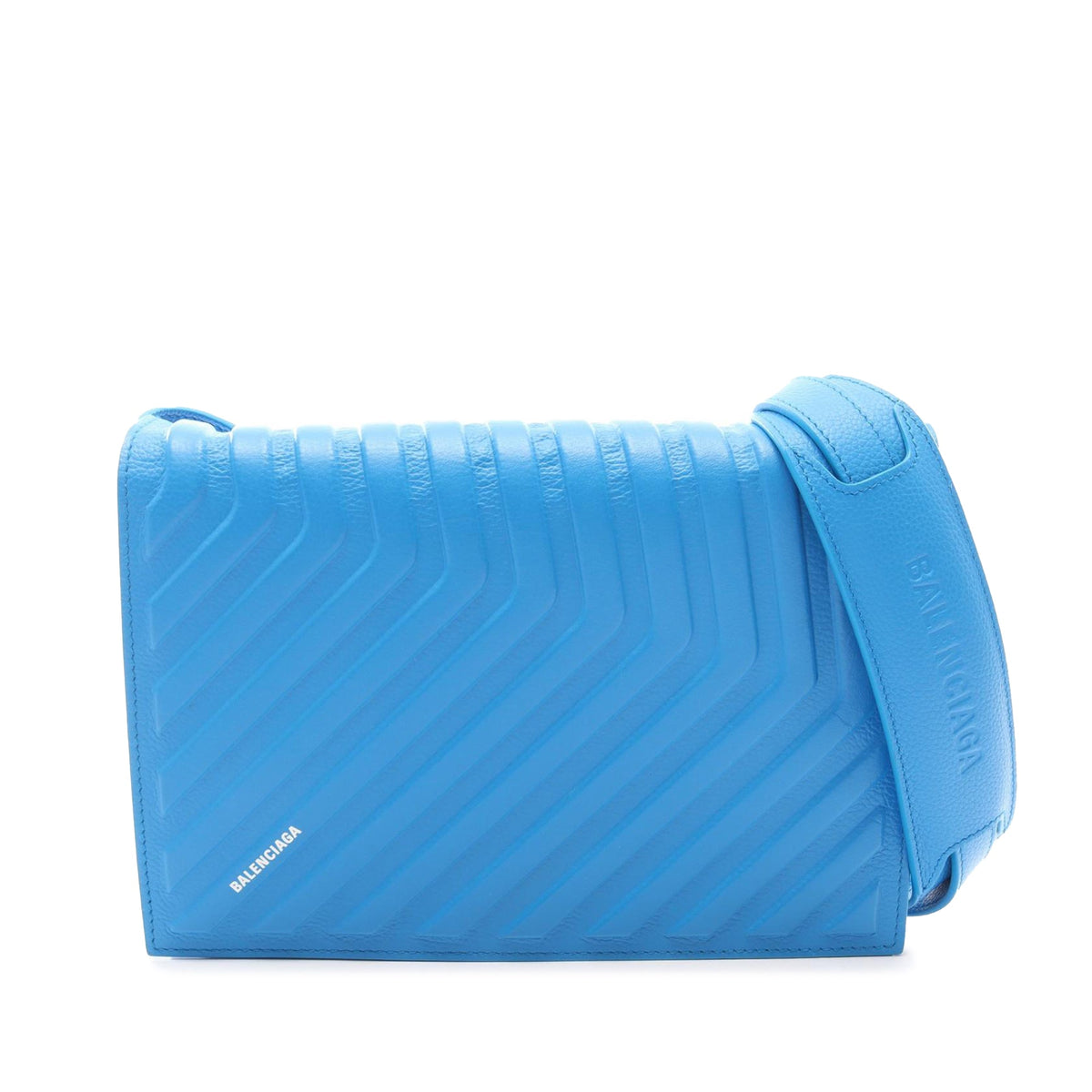 Balenciaga Grained Calfskin Car Flap Crossbody — Blue