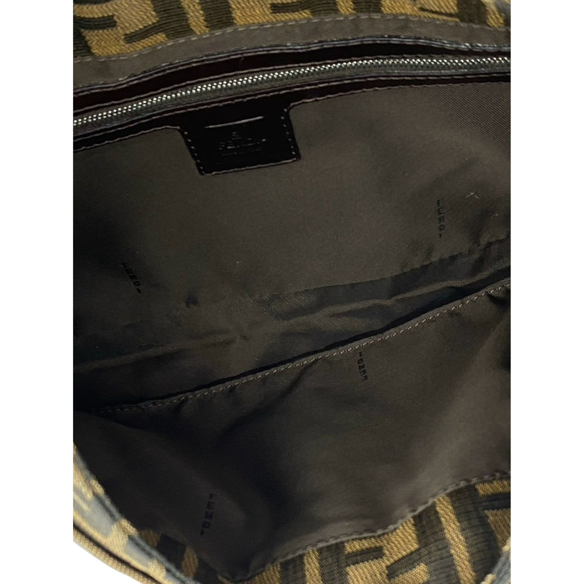 Fendi Zucchino Canvas Shoulder Bag — Brown