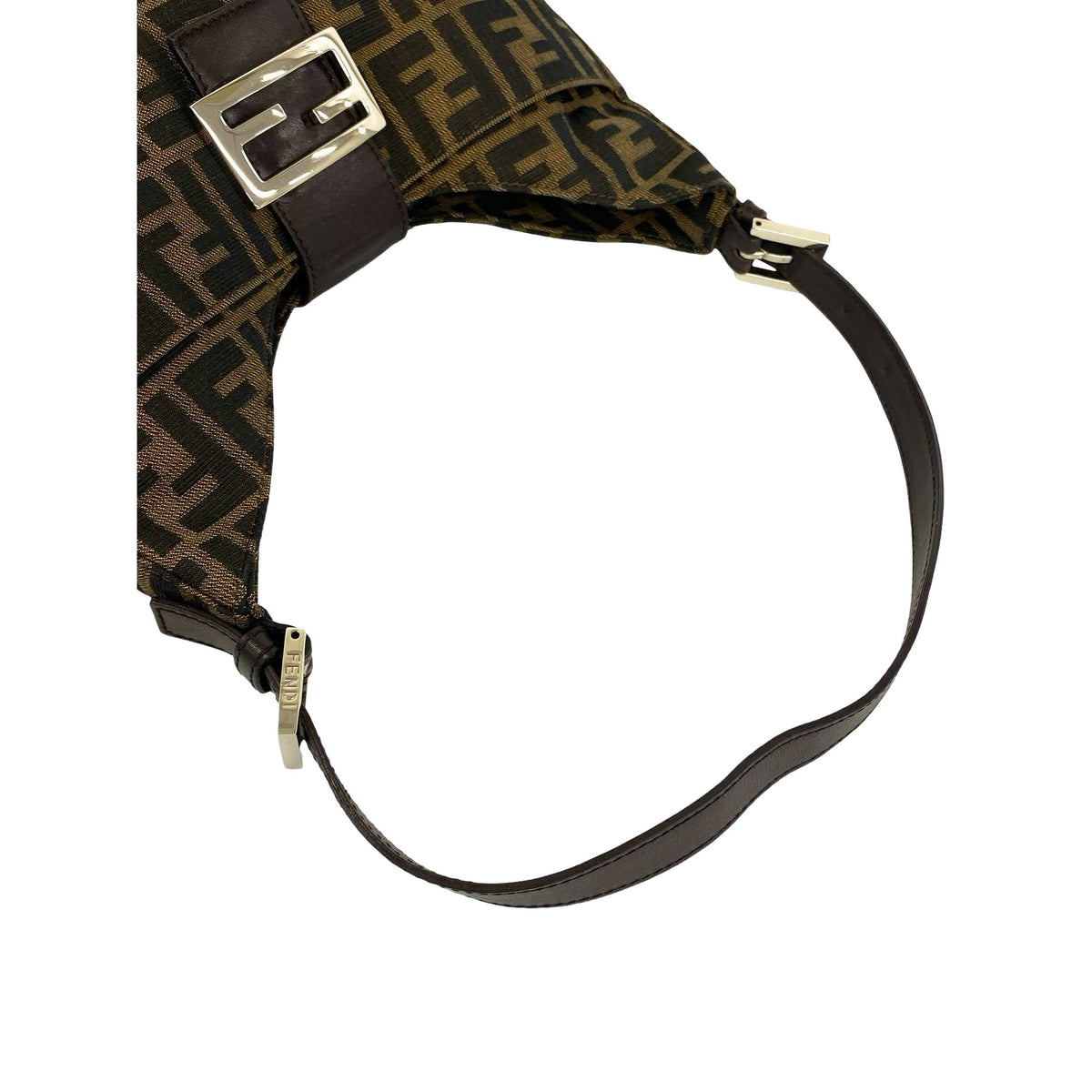 Fendi Zucchino Canvas Shoulder Bag — Brown