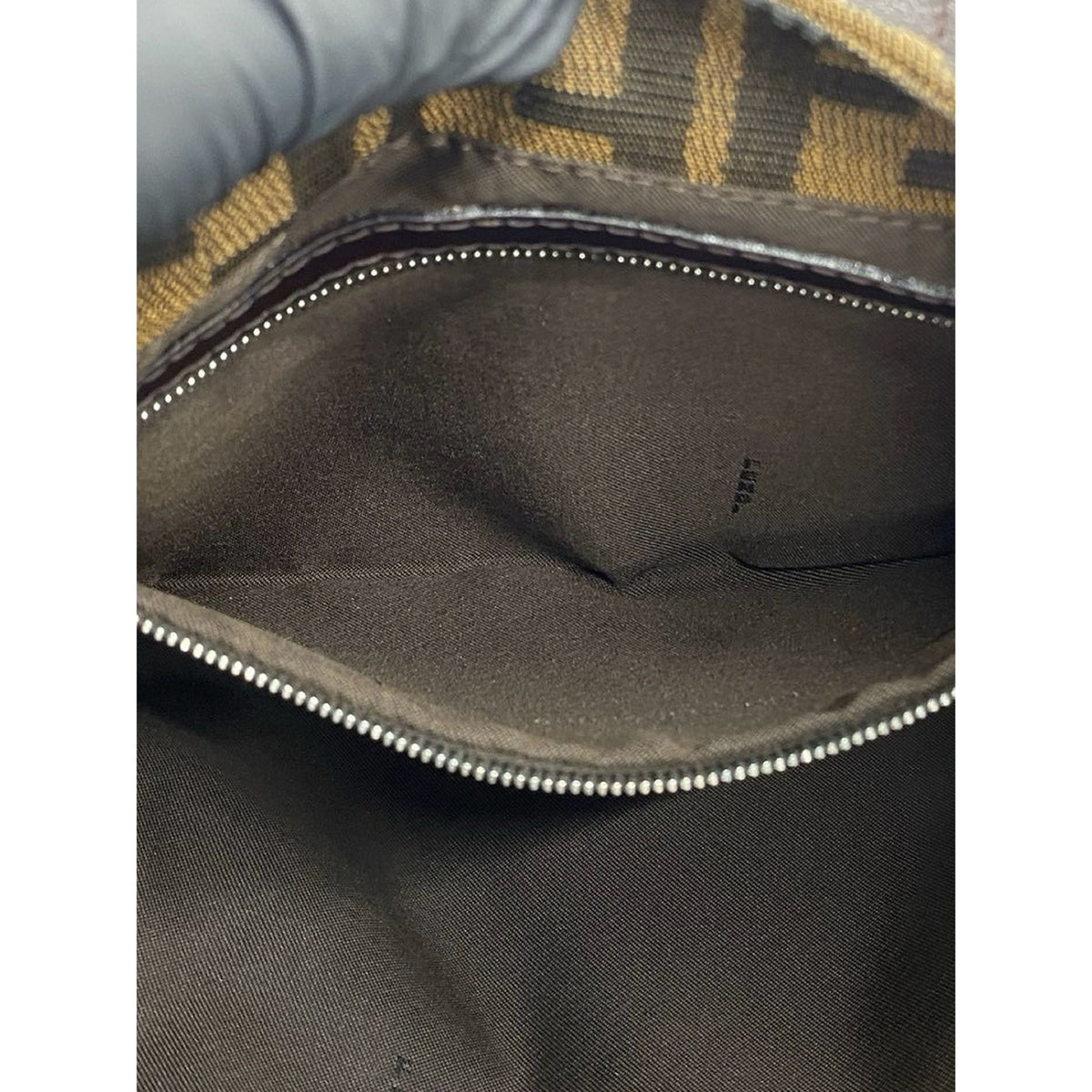 Fendi Zucchino Canvas Shoulder Bag — Brown