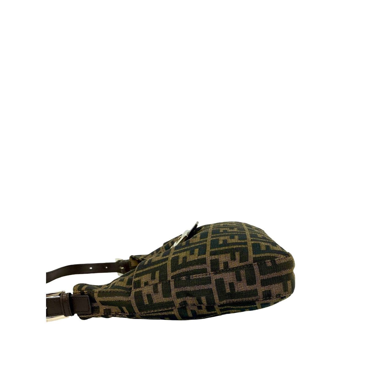Fendi Zucchino Canvas Shoulder Bag — Brown