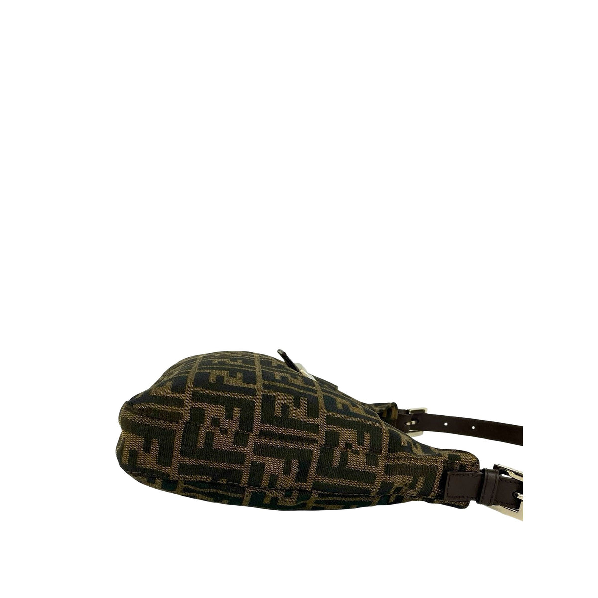 Fendi Zucchino Canvas Shoulder Bag — Brown