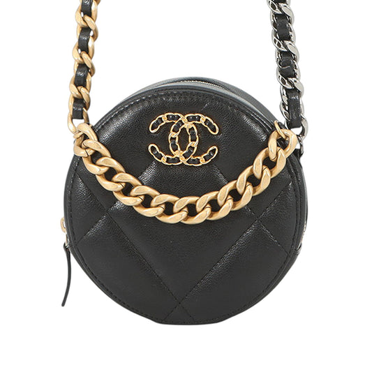Chanel Lambskin 19 Round Clutch with Chain