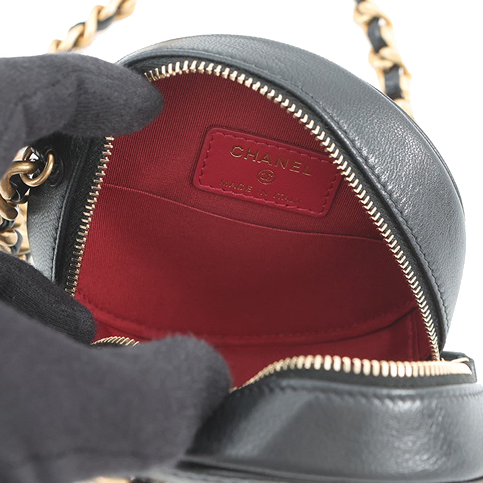 Chanel Lambskin 19 Round Clutch with Chain