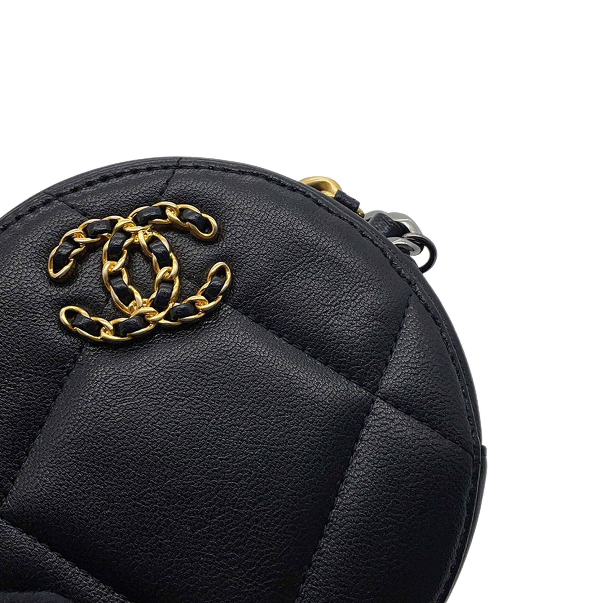 Chanel Lambskin 19 Round Clutch with Chain
