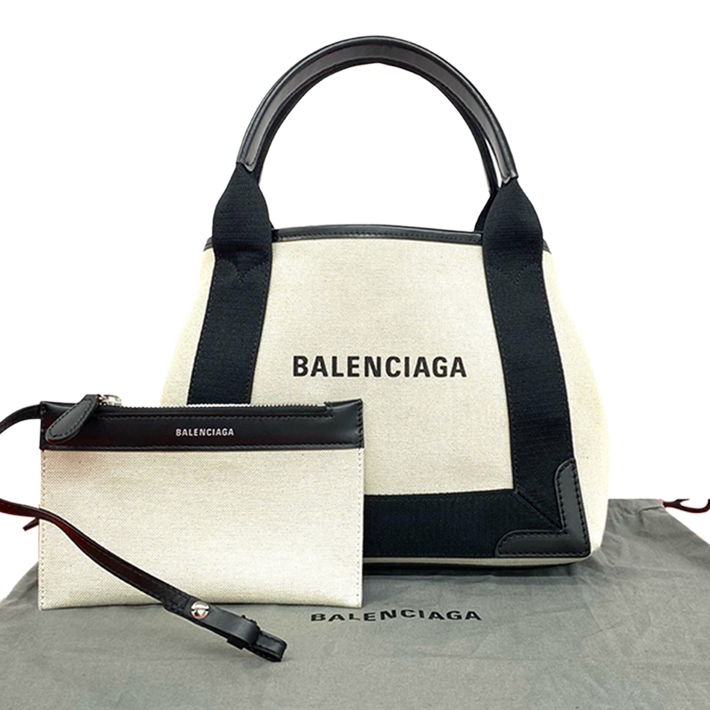 Balenciaga Canvas Navy Cabas Satchel XS