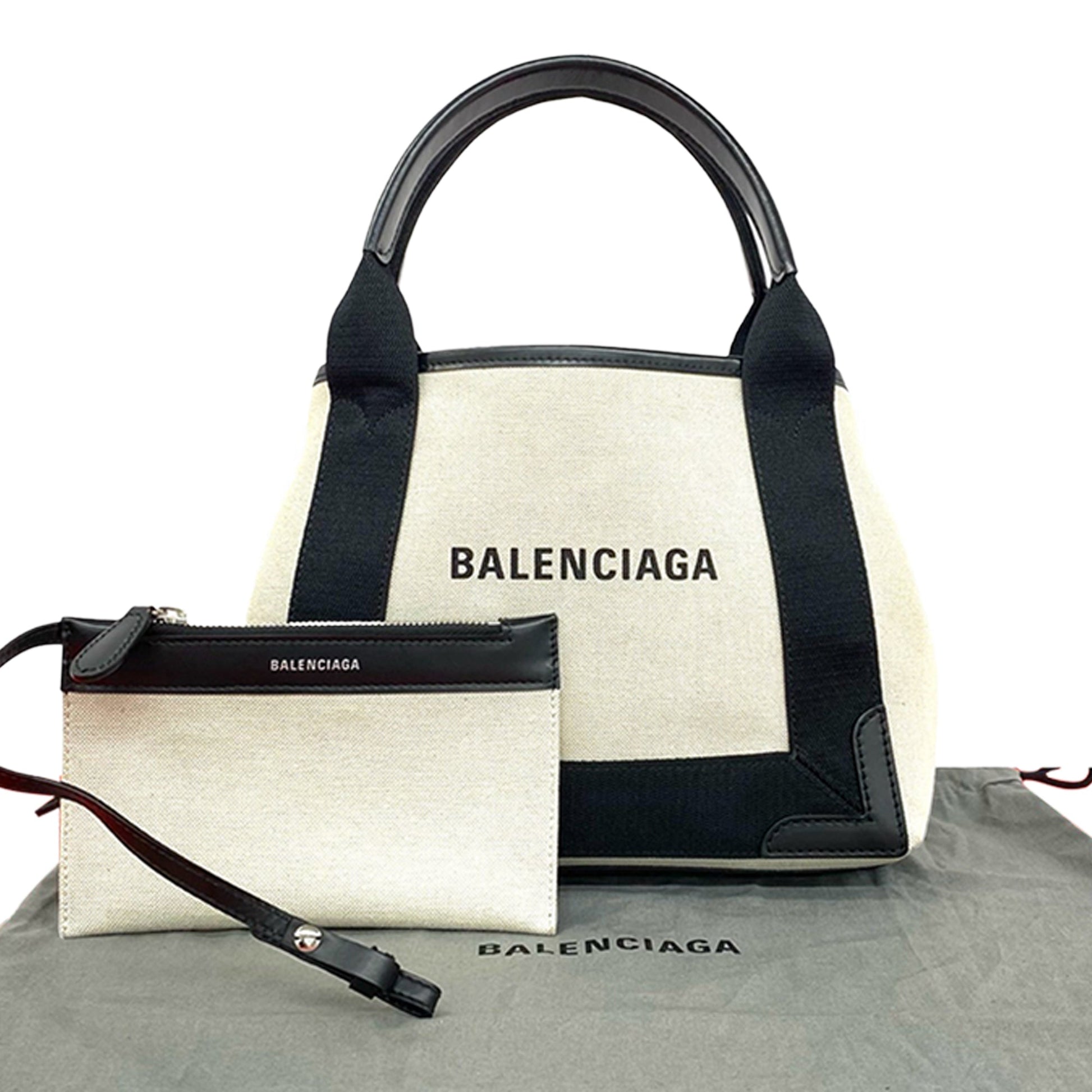 Balenciaga Canvas Navy Cabas Satchel XS