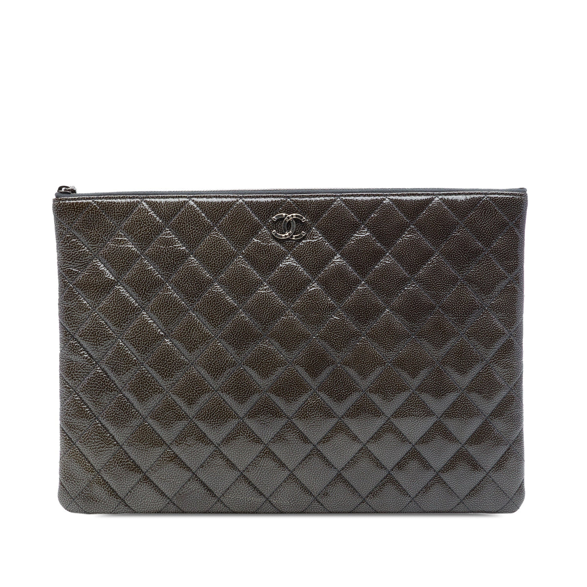 Chanel Large Crinkled Patent O Case Clutch