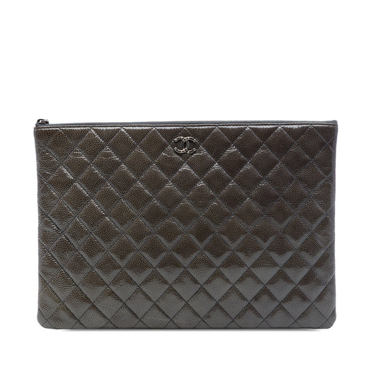 Chanel Large Crinkled Patent O Case Clutch