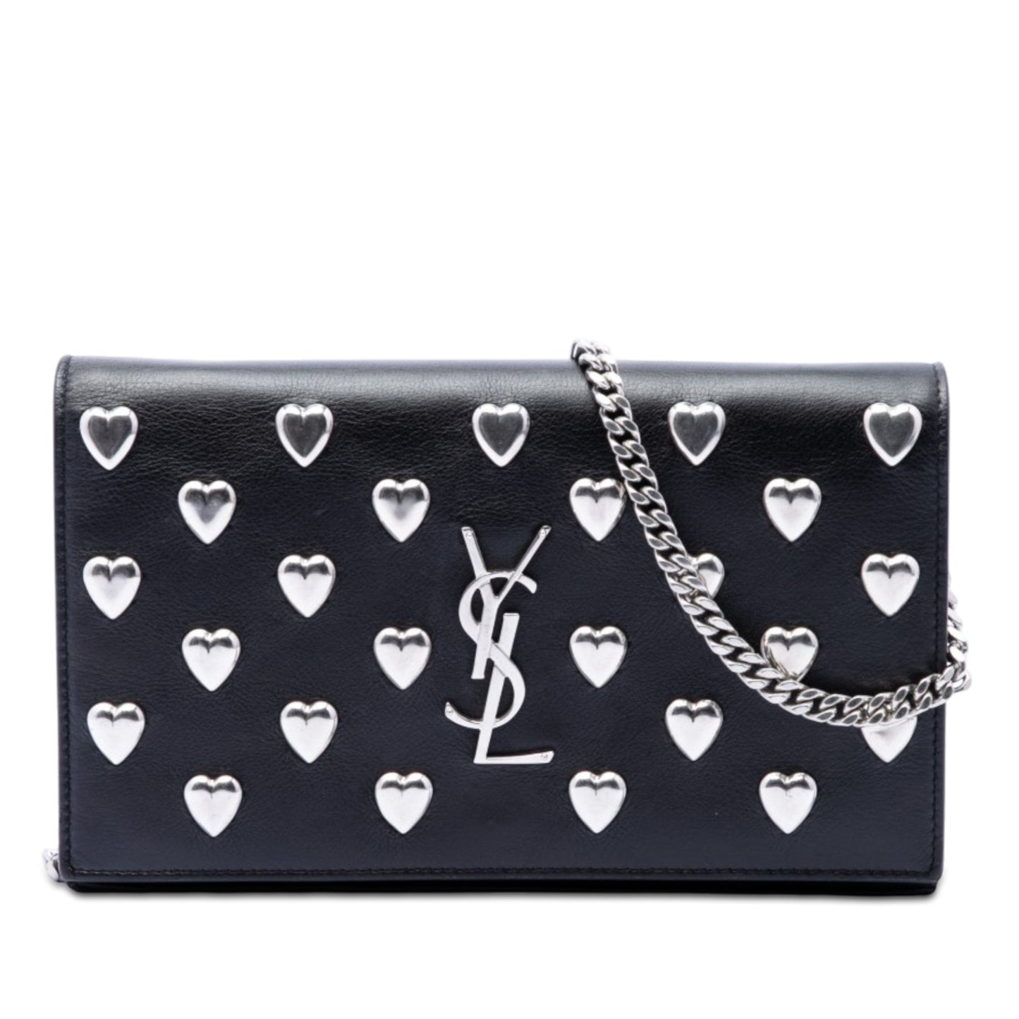 Saint Laurent Medium Calfskin Monogram Heart Studded Kate Crossbody