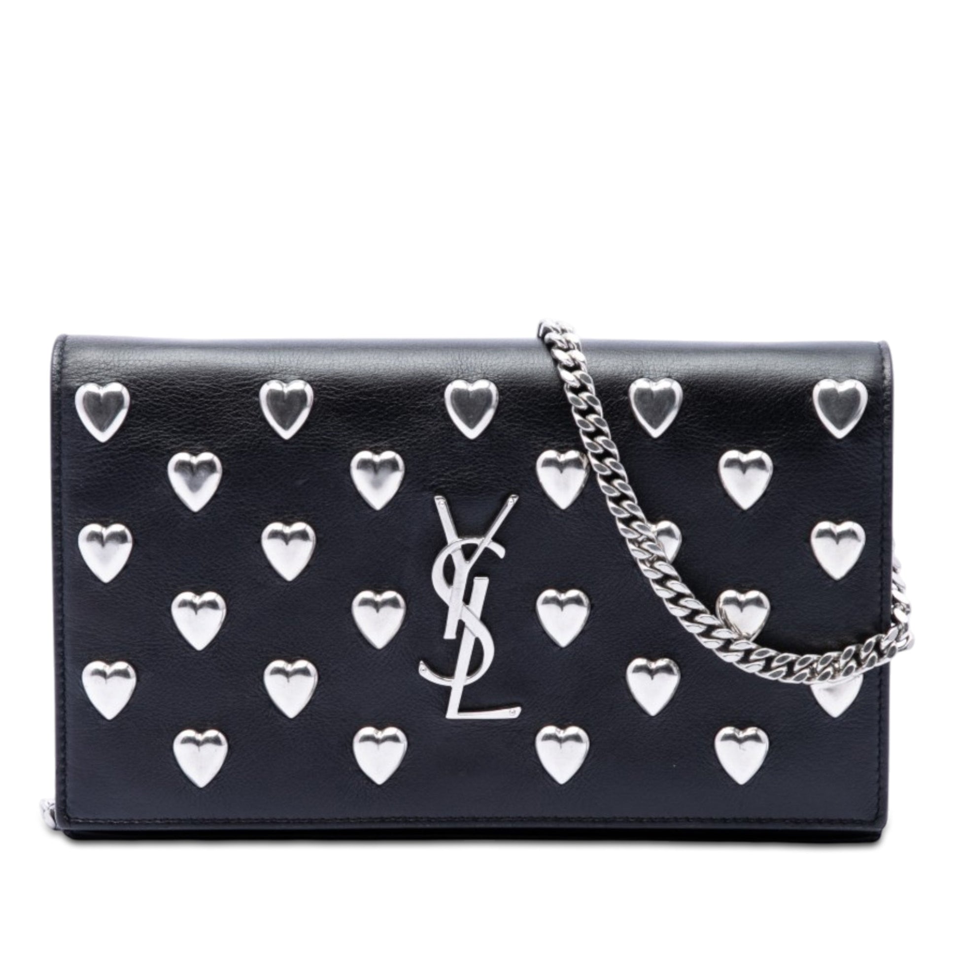 Saint Laurent Medium Calfskin Monogram Heart Studded Kate Crossbody