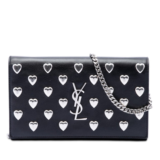 Saint Laurent Medium Calfskin Monogram Heart Studded Kate Crossbody