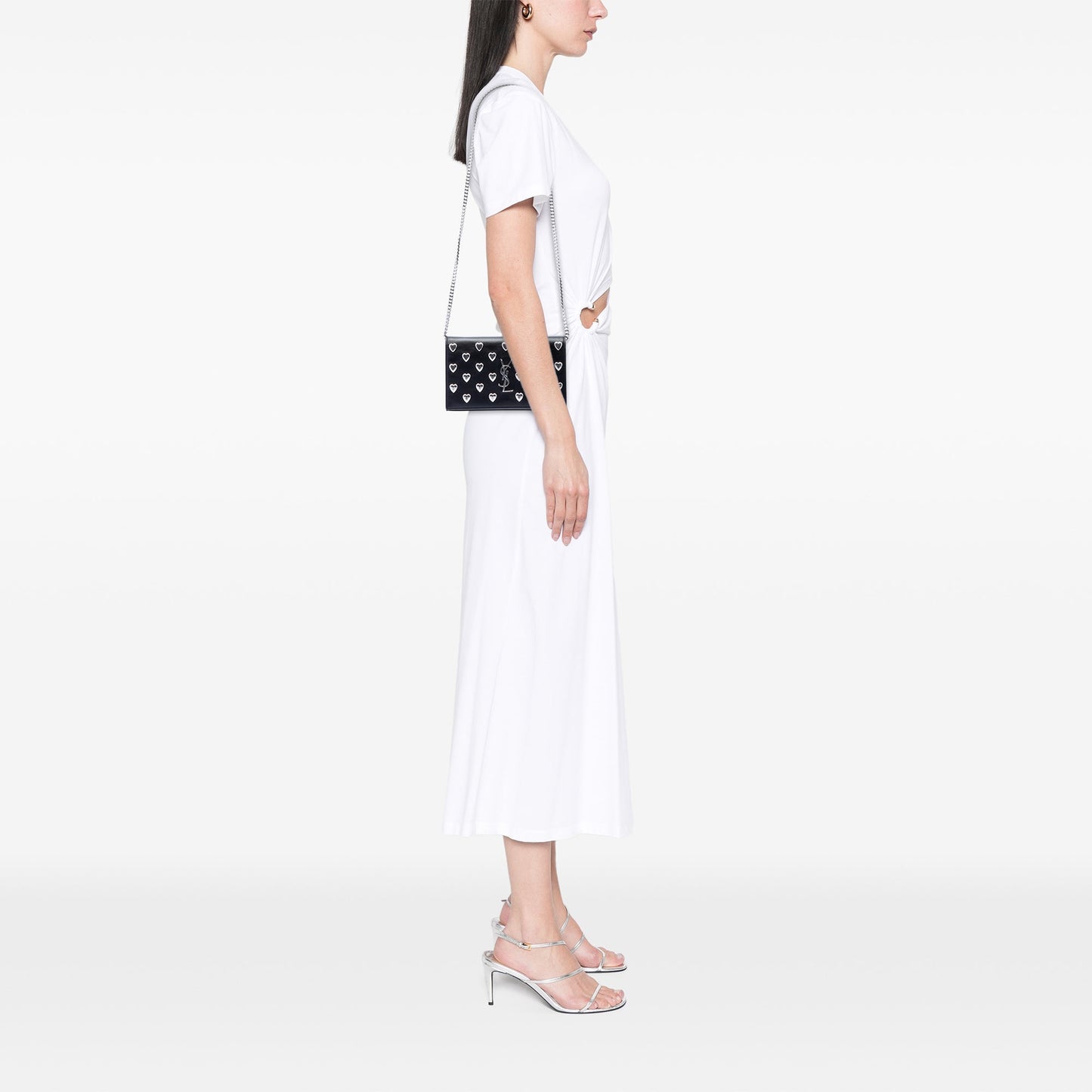 Saint Laurent Medium Calfskin Monogram Heart Studded Kate Crossbody