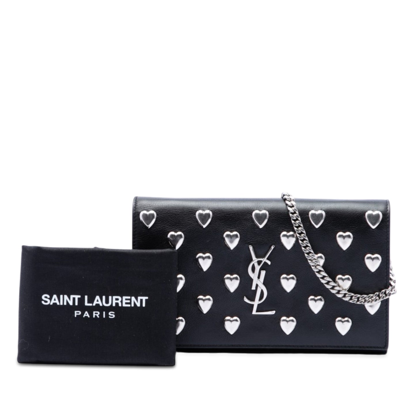 Saint Laurent Medium Calfskin Monogram Heart Studded Kate Crossbody