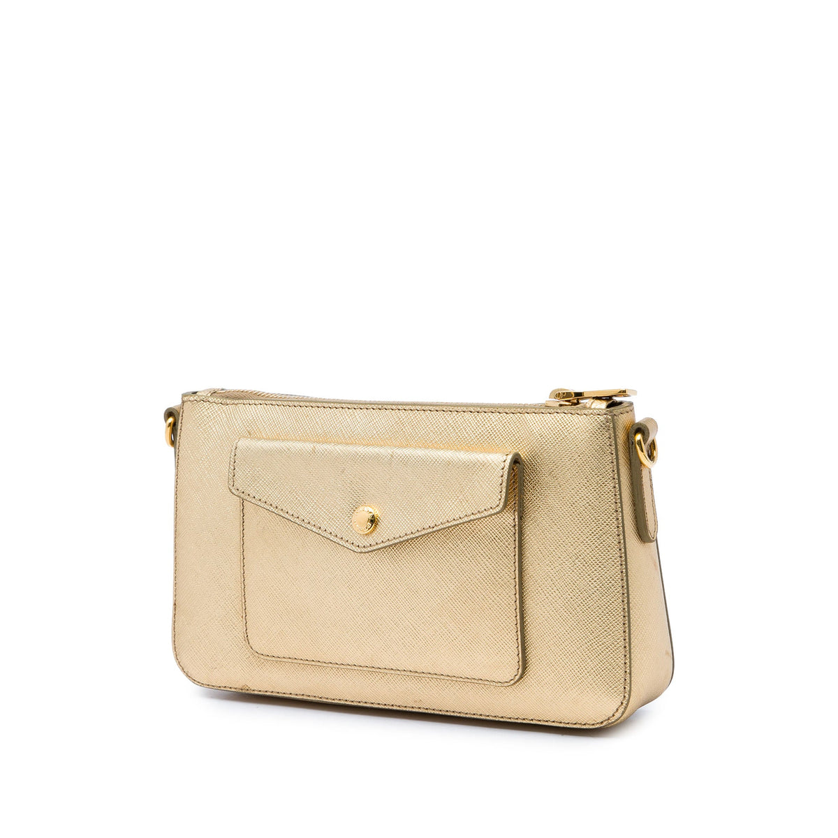 Prada Saffiano Lux Front Pocket Crossbody — Gold