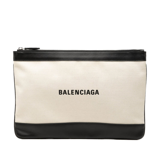 Balenciaga Canvas Navy Clip Clutch M