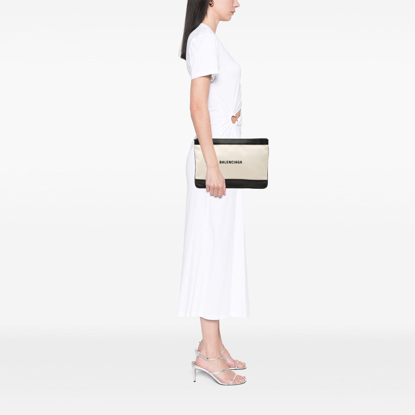 Balenciaga Canvas Navy Clip Clutch M