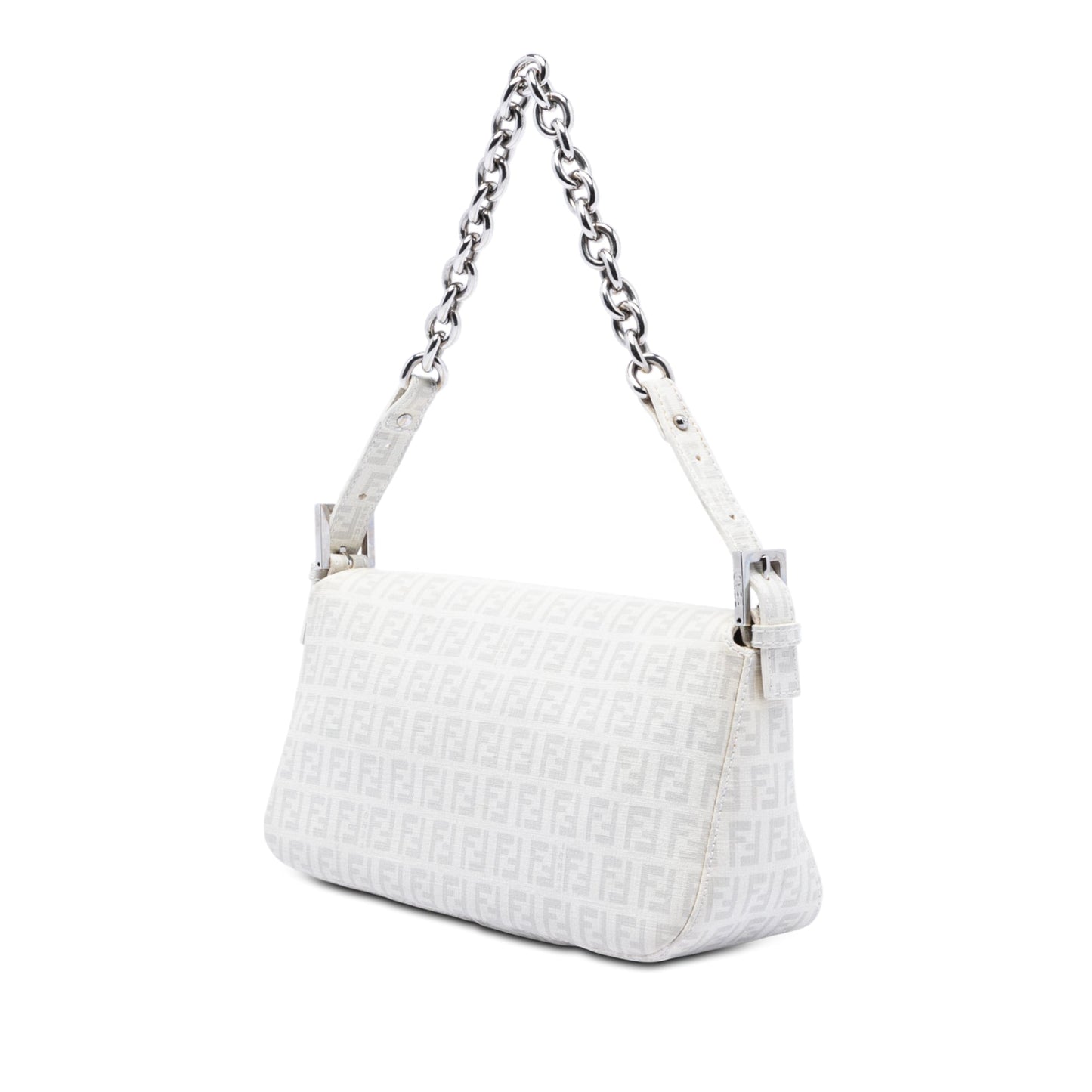Fendi Zucchino Spalmati Double Flap Chain Shoulder Bag