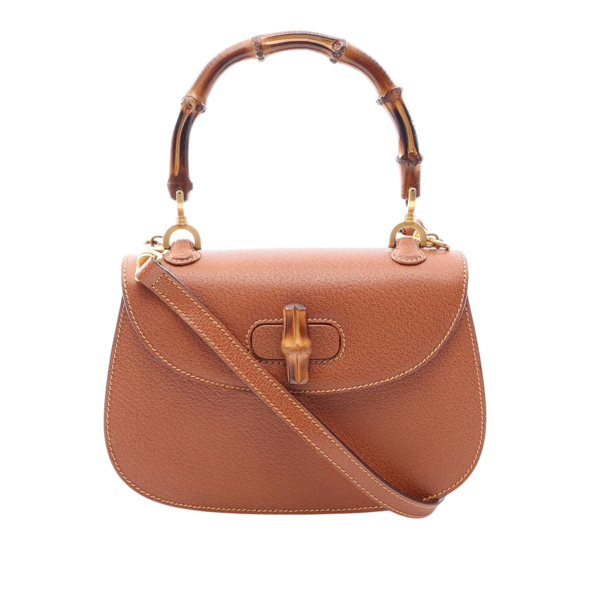 Gucci Small Grained Calfskin Bamboo Top Handle Bag
