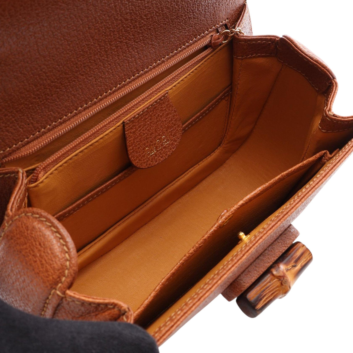 Gucci Small Grained Calfskin Bamboo Top Handle Bag
