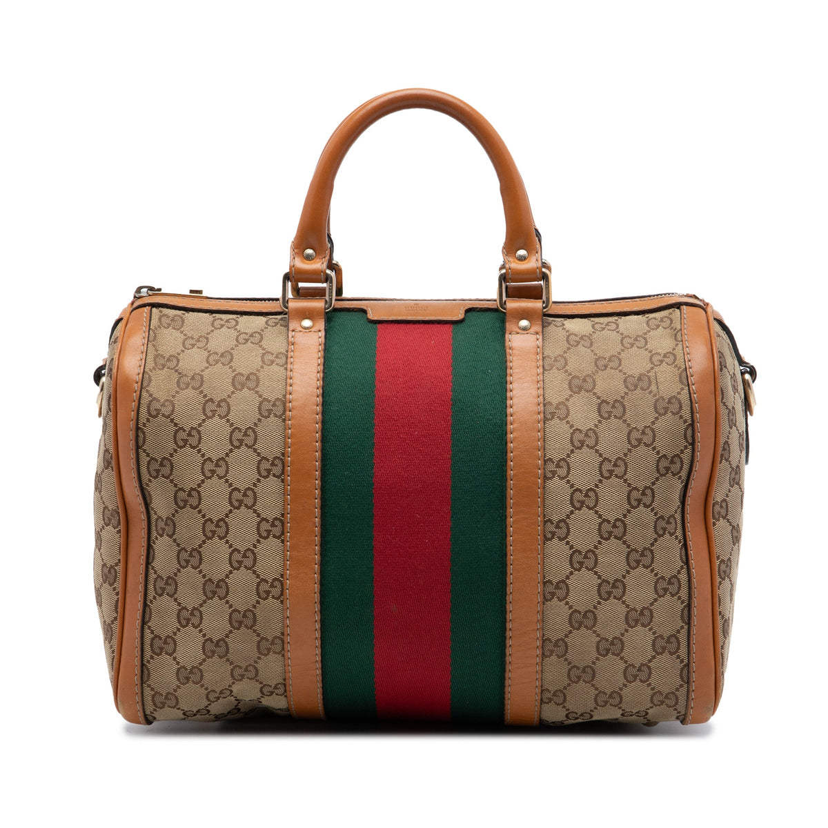 Gucci Medium GG Canvas Web Joy Boston Bag — Beige