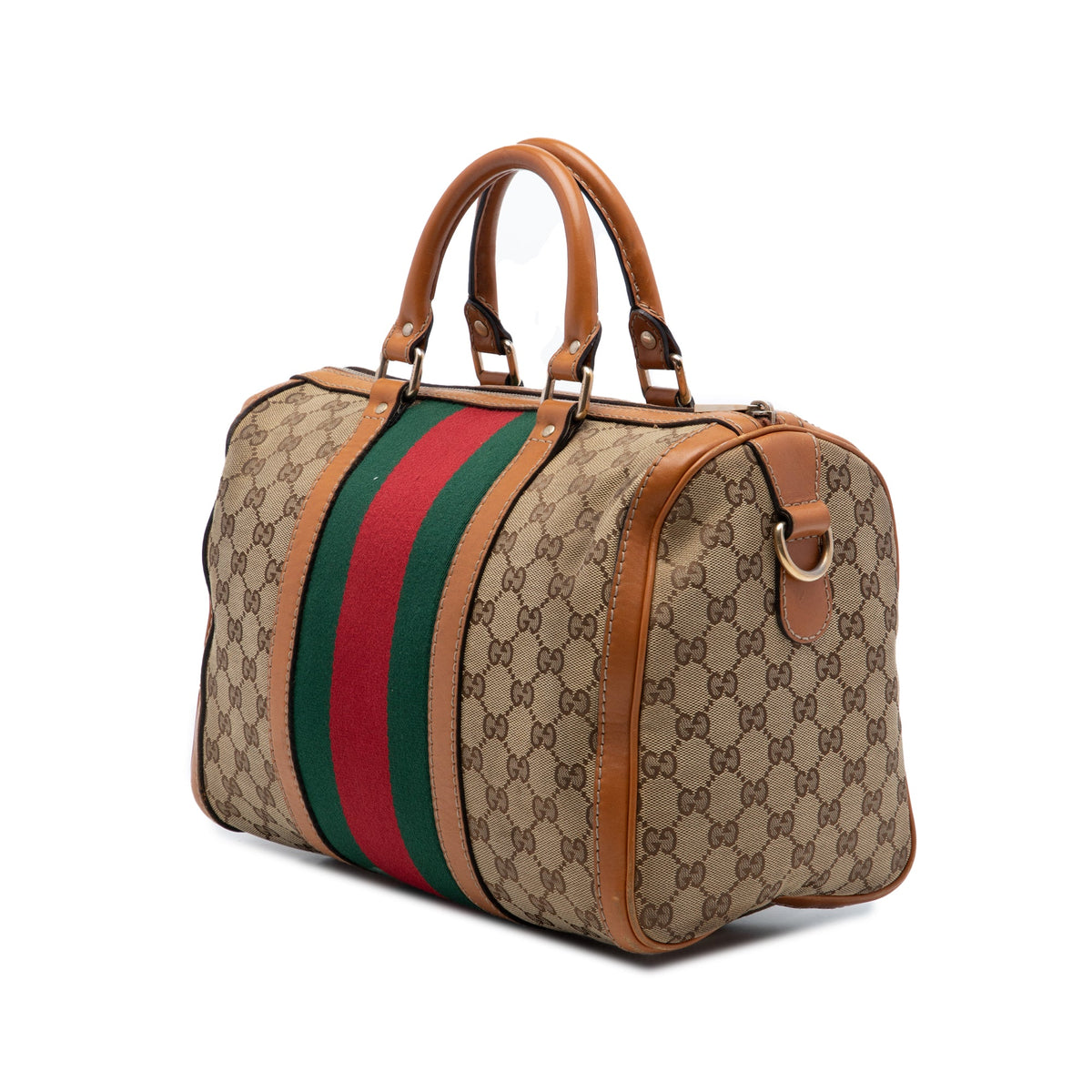 Gucci Medium GG Canvas Web Joy Boston Bag — Beige