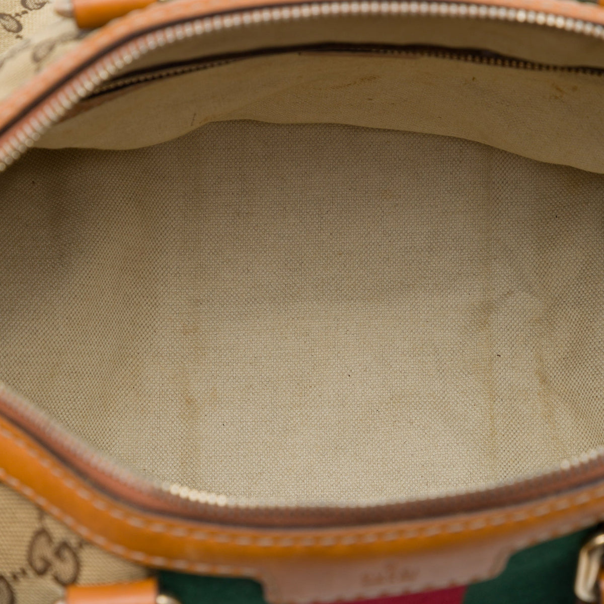 Gucci Medium GG Canvas Web Joy Boston Bag — Beige