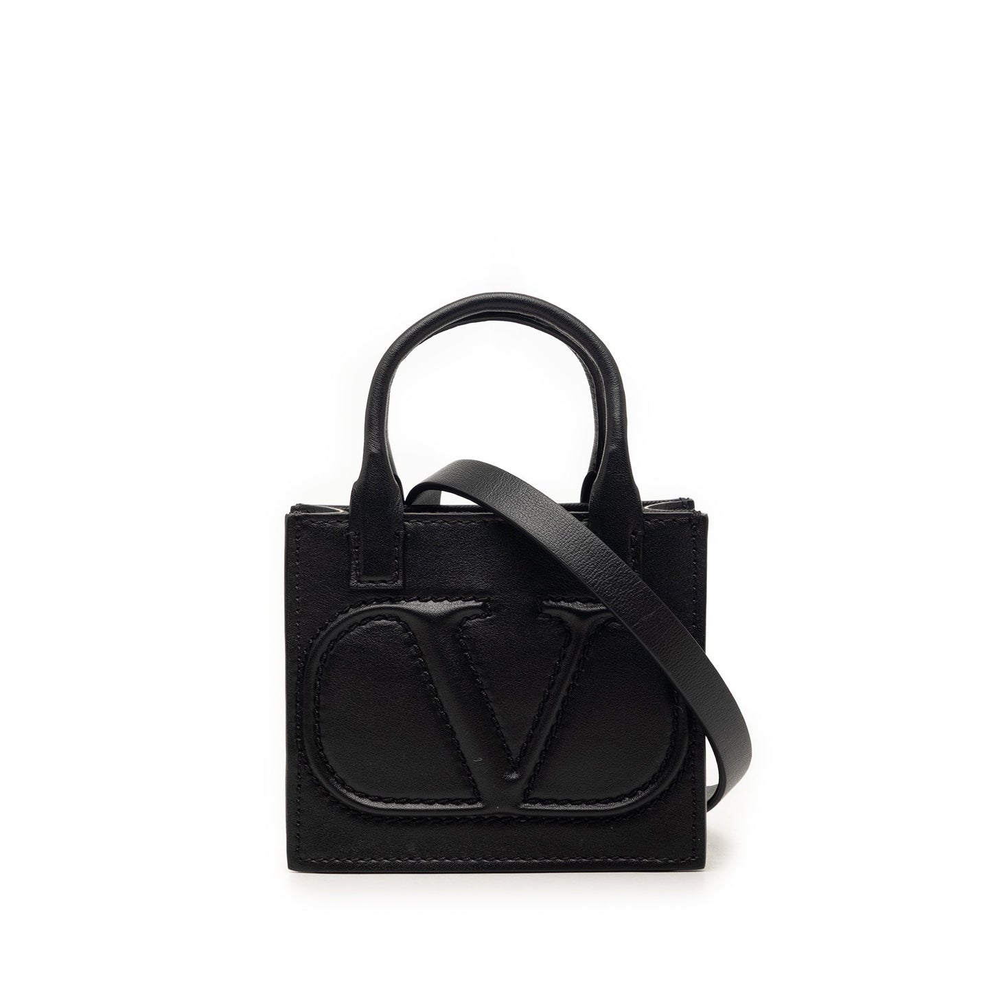 Valentino Mini Leather VLogo Walk Tote