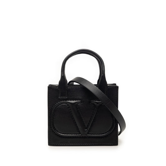 Valentino Mini Leather VLogo Walk Tote