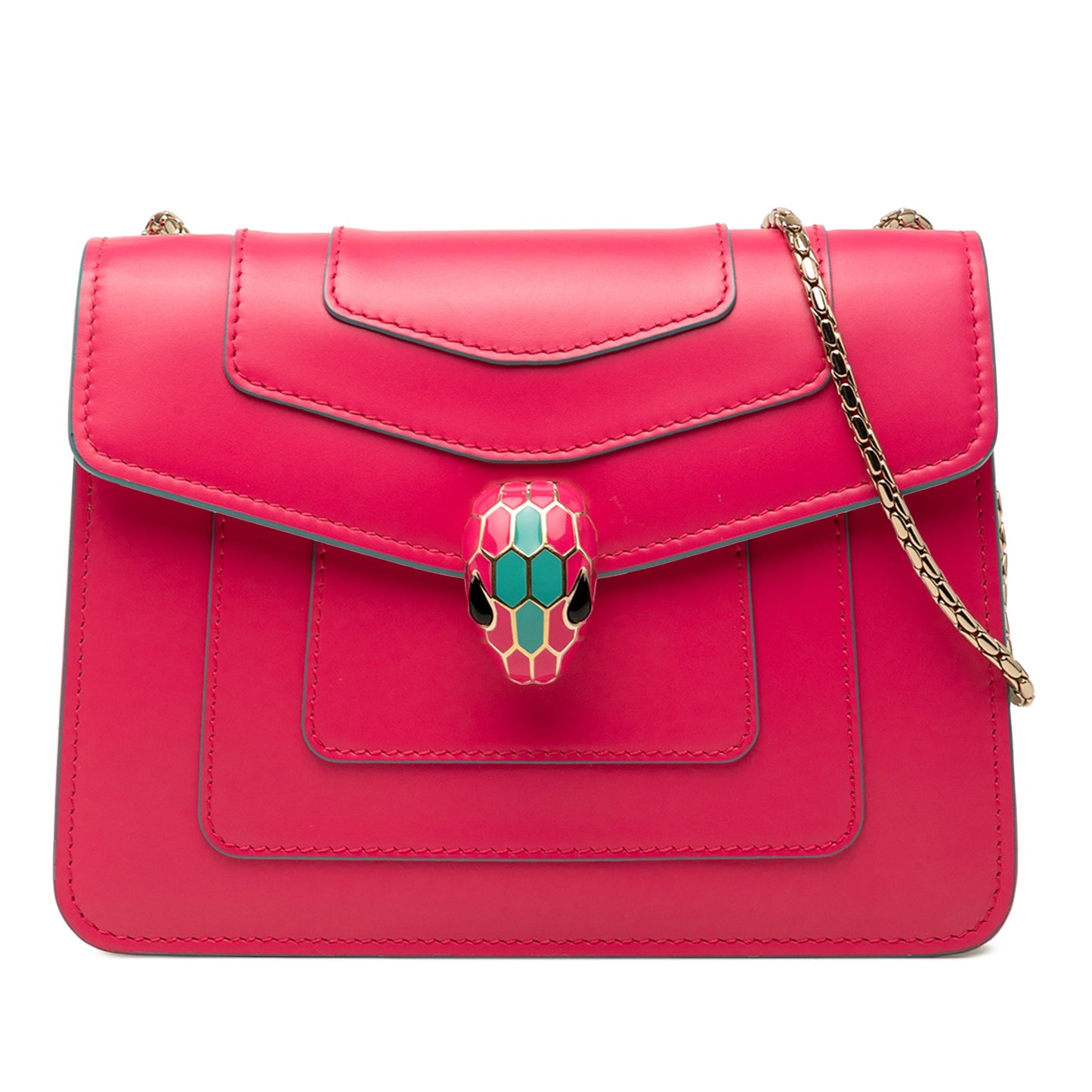 Bvlgari Small Leather Square Serpenti Forever Chain Crossbody