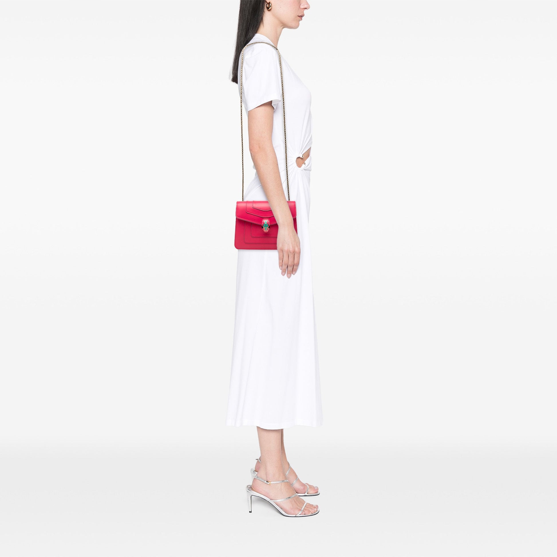 Bvlgari Small Leather Square Serpenti Forever Chain Crossbody