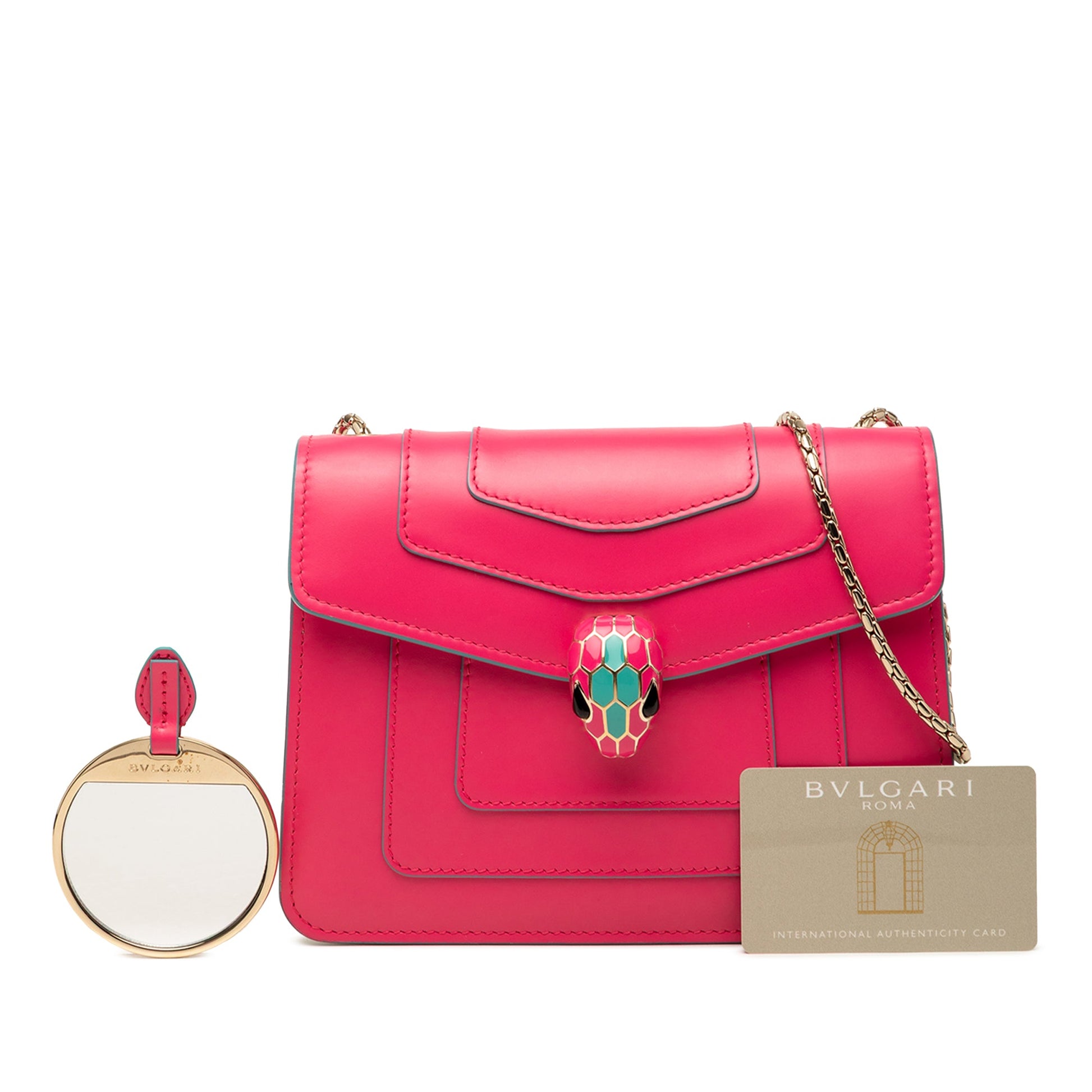 Bvlgari Small Leather Square Serpenti Forever Chain Crossbody
