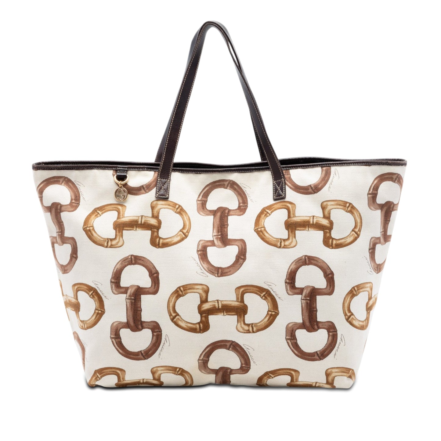 Gucci Printed Canvas Bamboo Horsebit Tote