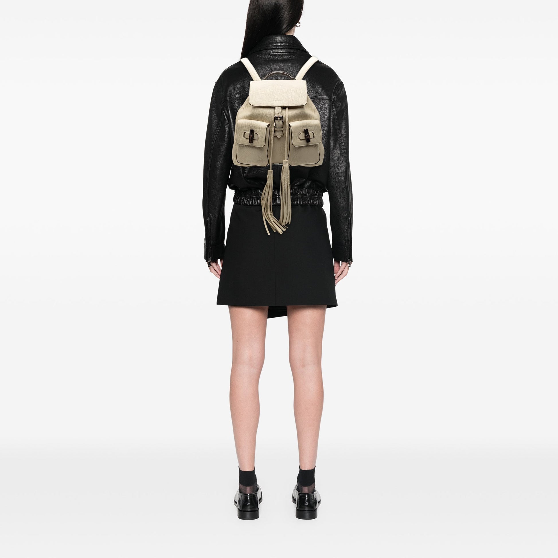 Gucci Leather Bamboo Tassel Backpack