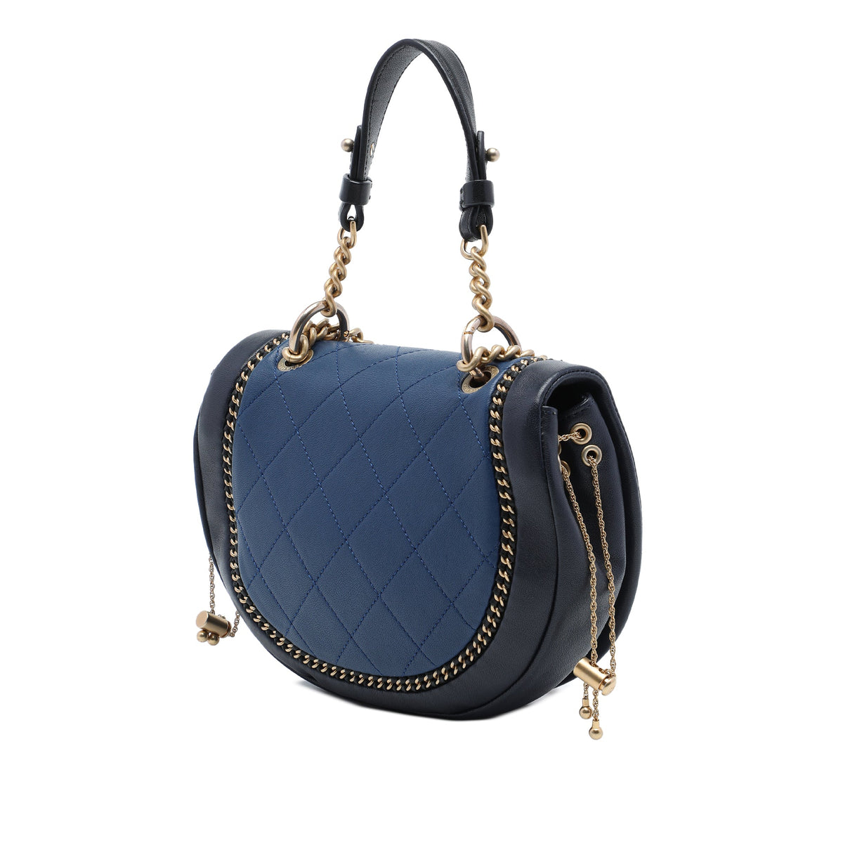 Chanel Small Quilted Lambskin Chain Detail Saddle Bag