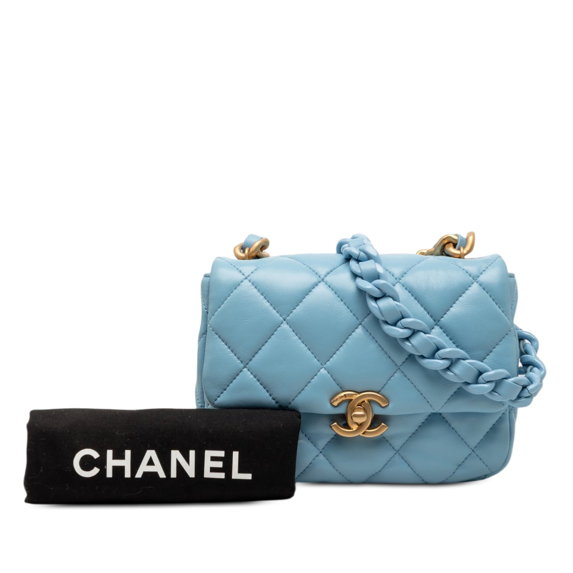 Chanel Mini Quilted Lambskin Lacquered Chain Flap