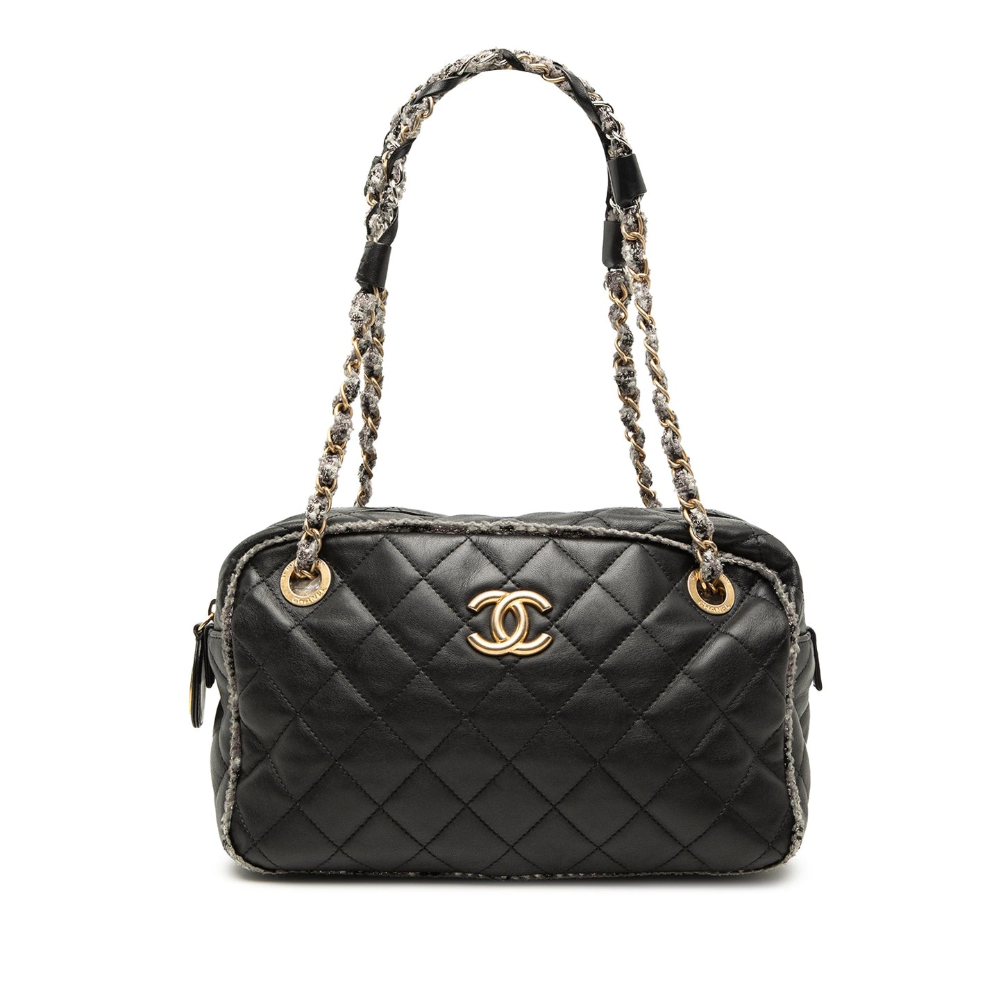 Chanel CC Quilted Lambskin Tweedy Bowler Bag