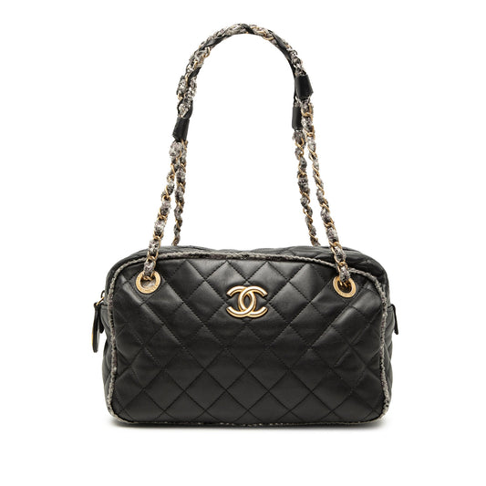 Chanel CC Quilted Lambskin Tweedy Bowler Bag