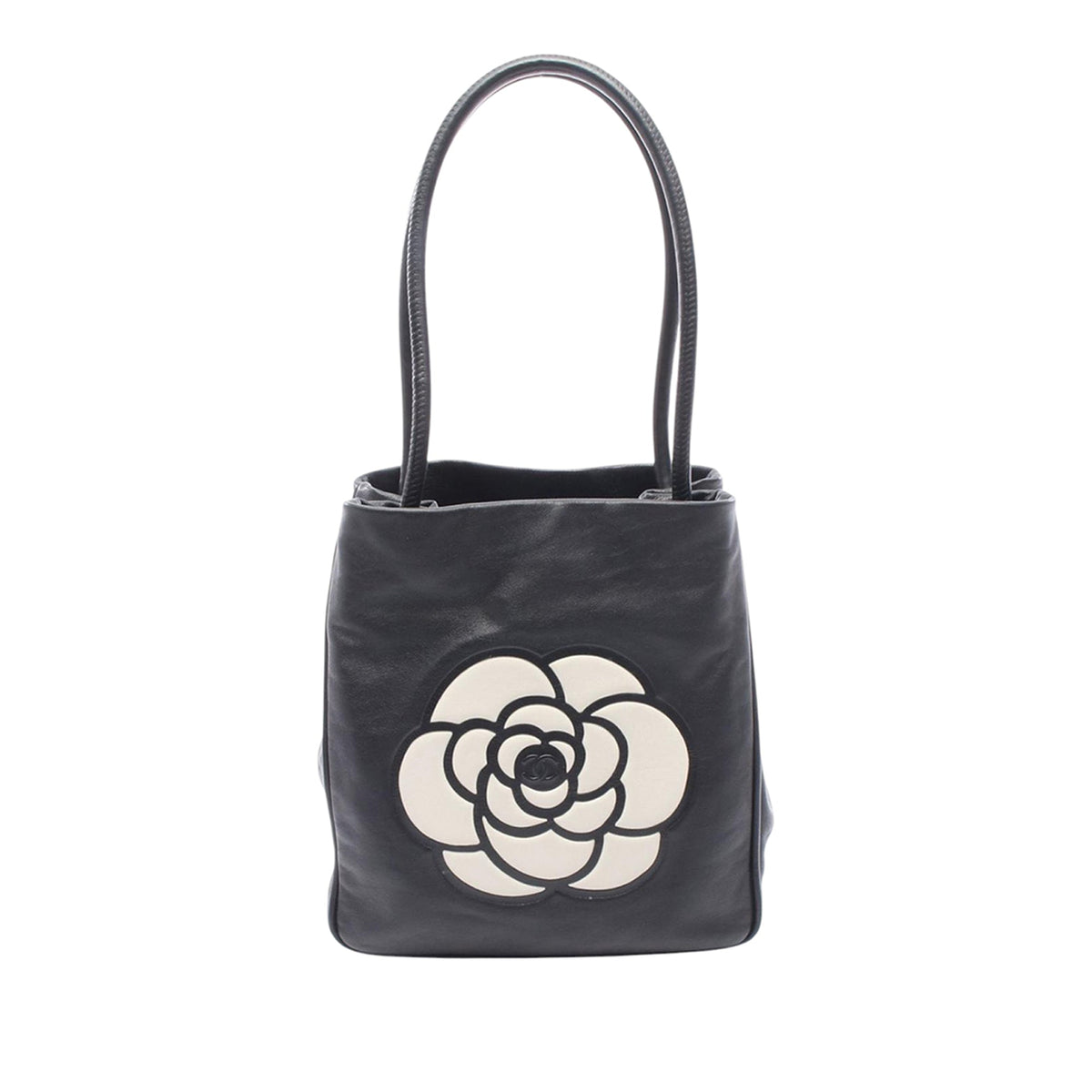 Chanel Lambskin Embossed Camellia Logo Tote