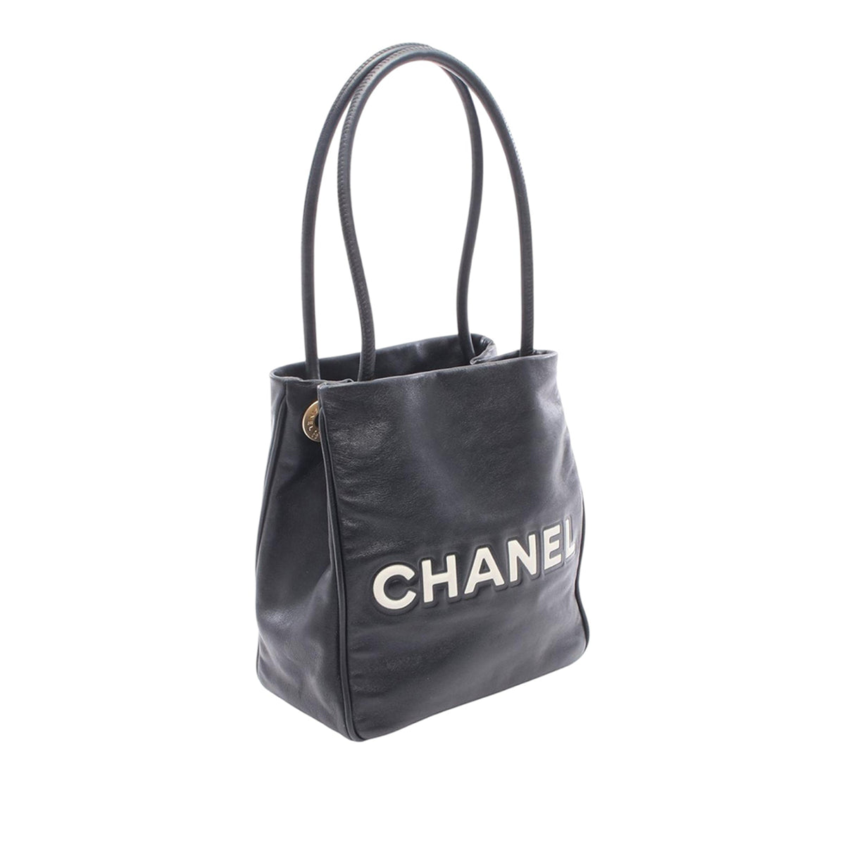 Chanel Lambskin Embossed Camellia Logo Tote