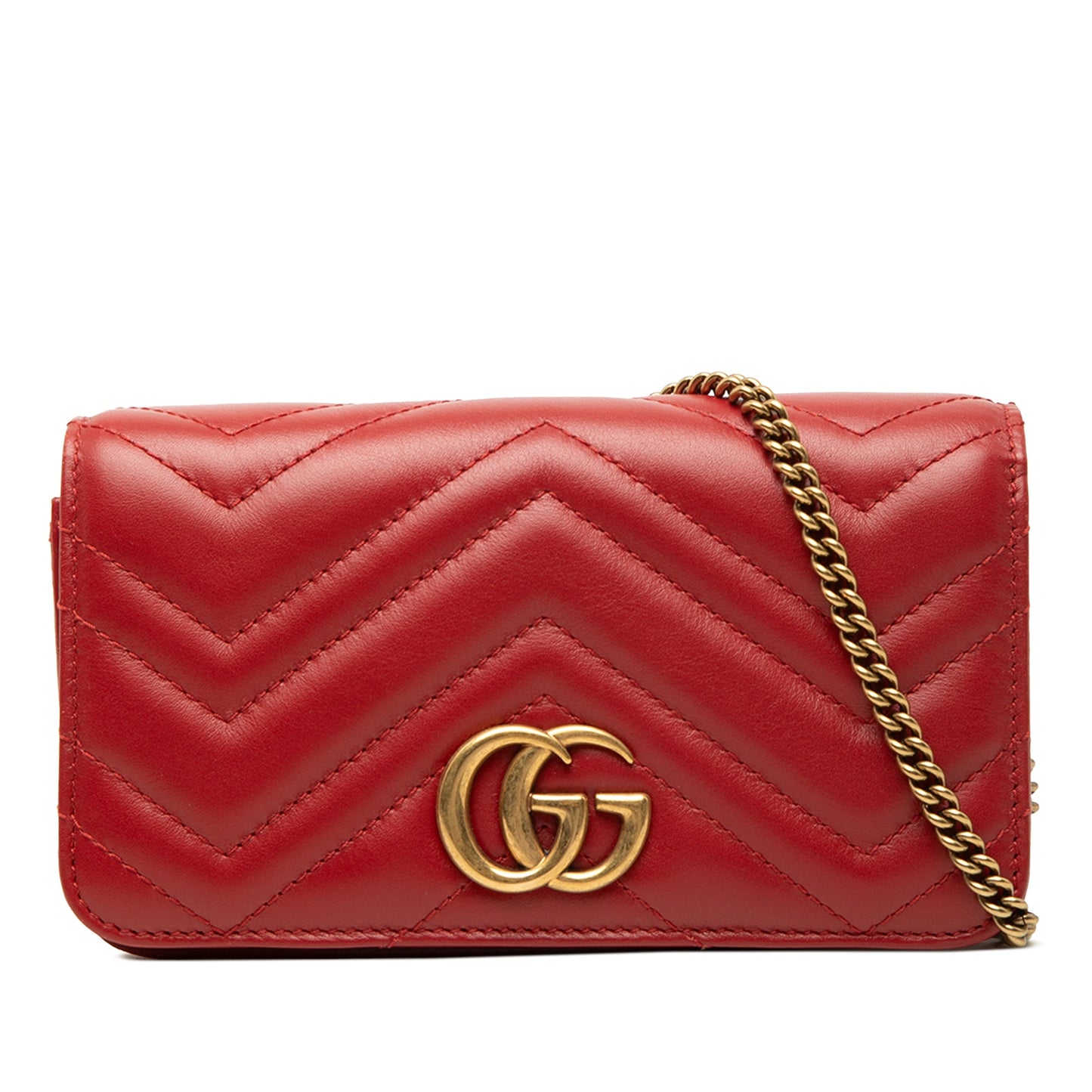 Gucci Mini GG Marmont Matelasse Calfskin Wallet On Chain