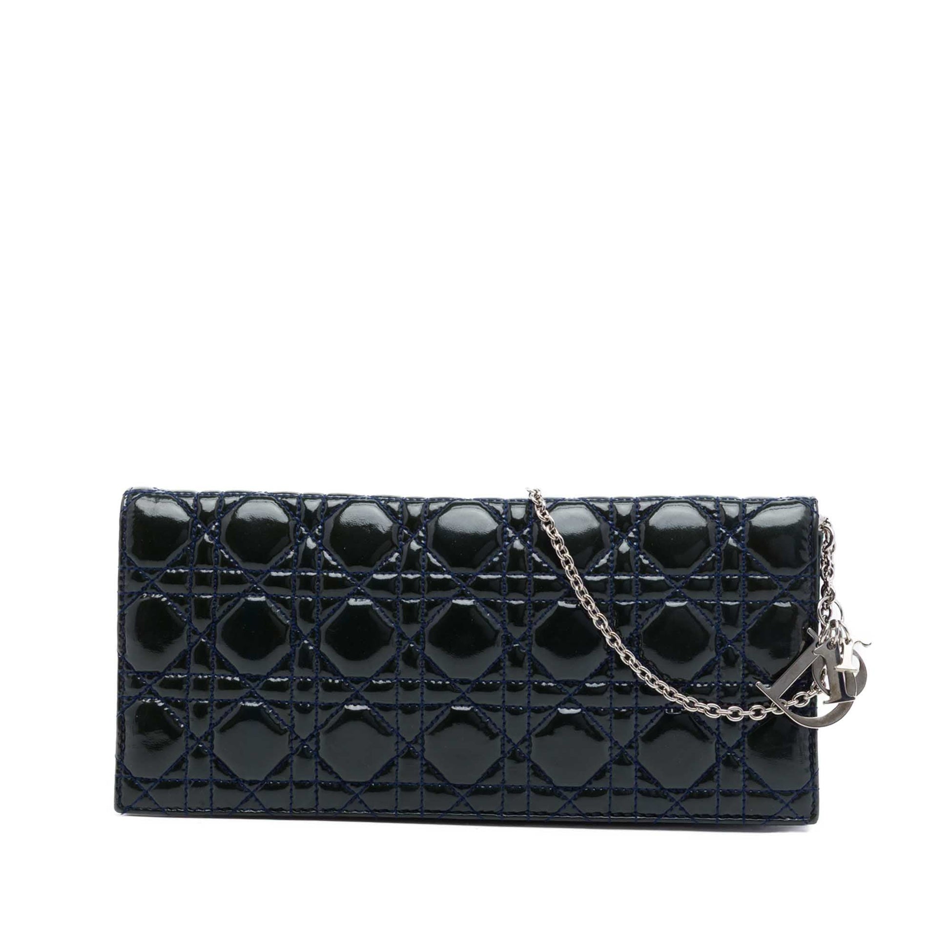 Dior Patent Cannage Lady Dior Clutch with Chain